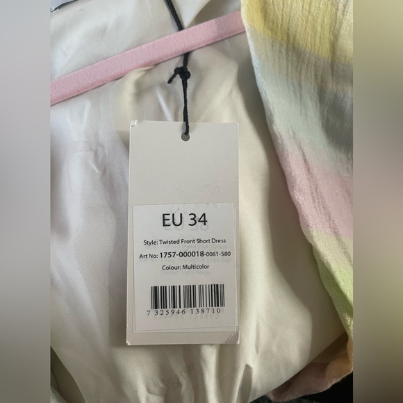 NWT - NA-KD X Louisa Wallin knot front mini shirt dress in rainbow stripe - Picture 5 of 5